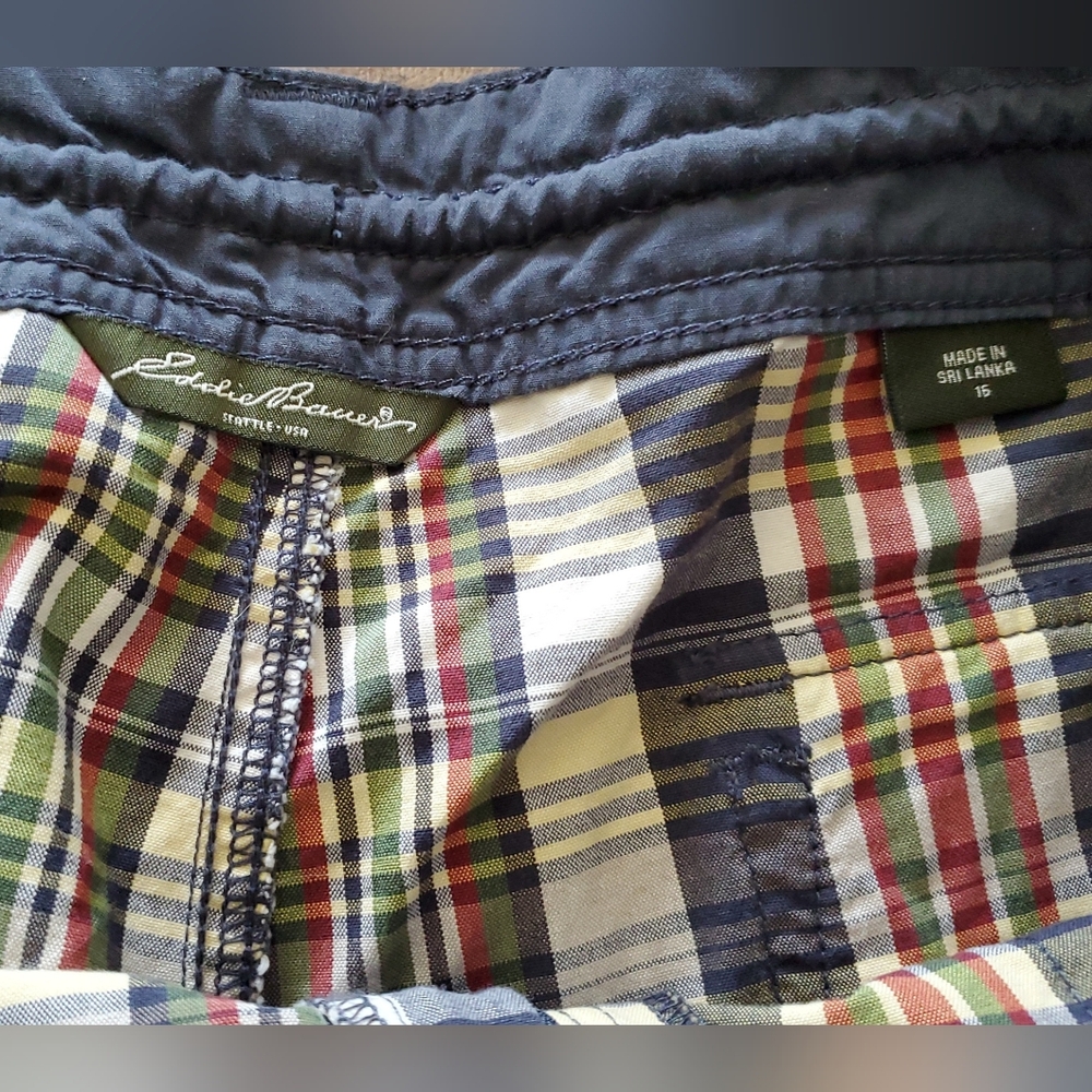 Eddie Bauer Multicolor Madras Plaid Cotton Shorts, Drawstring Waist, 16 - Picture 3 of 3